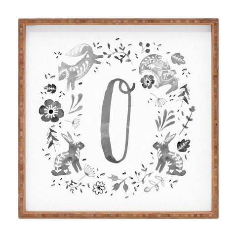 Wonder Forest Folky Forest Monogram Letter O Square Tray