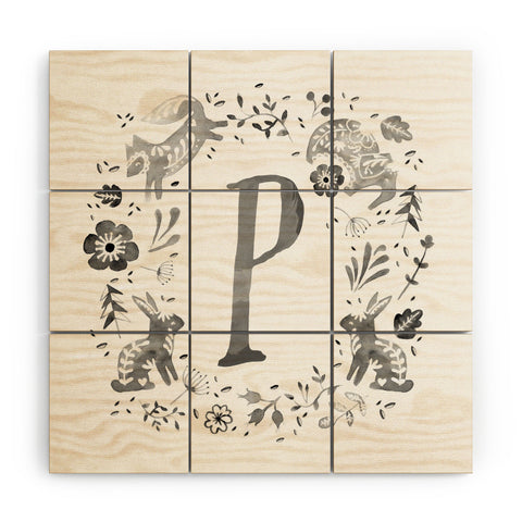 Wonder Forest Folky Forest Monogram Letter P Wood Wall Mural