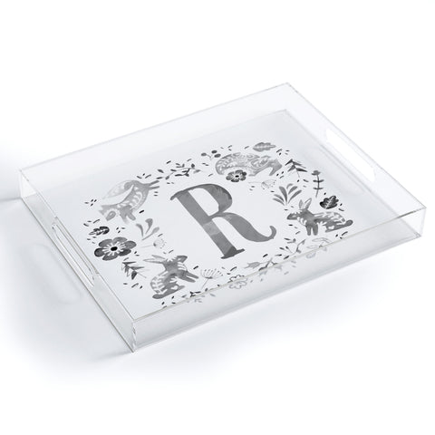 Wonder Forest Folky Forest Monogram Letter R Acrylic Tray