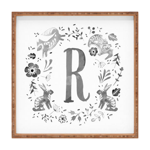 Wonder Forest Folky Forest Monogram Letter R Square Tray