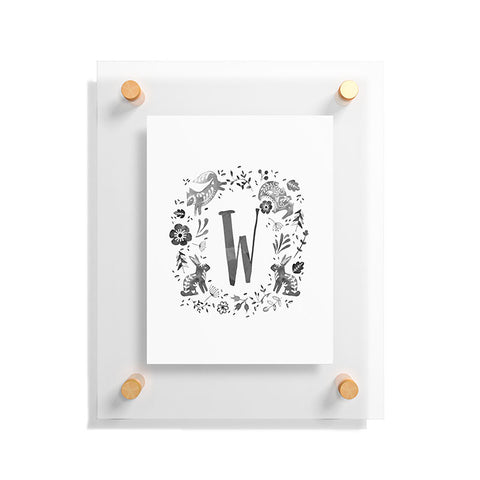 Wonder Forest Folky Forest Monogram Letter W Floating Acrylic Print
