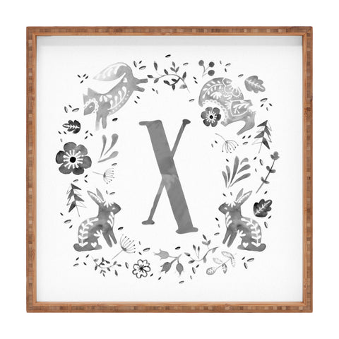 Wonder Forest Folky Forest Monogram Letter X Square Tray