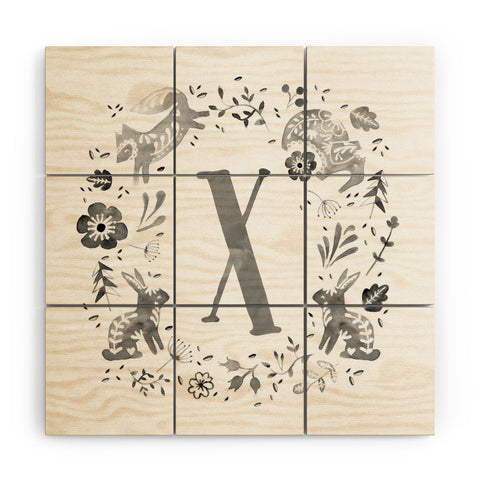 Wonder Forest Folky Forest Monogram Letter X Wood Wall Mural