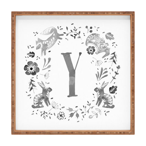 Wonder Forest Folky Forest Monogram Letter Y Square Tray