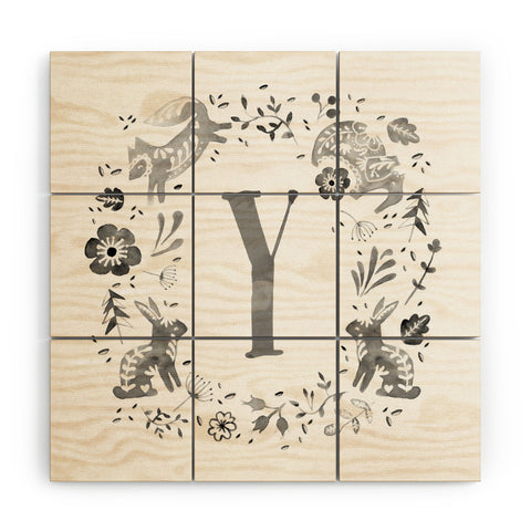 Wonder Forest Folky Forest Monogram Letter Y Wood Wall Mural