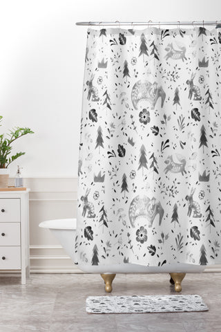 Wonder Forest Folky Forest Shower Curtain And Mat