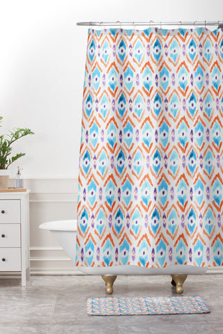 Wonder Forest Ikat Thought 1 Shower Curtain And Mat