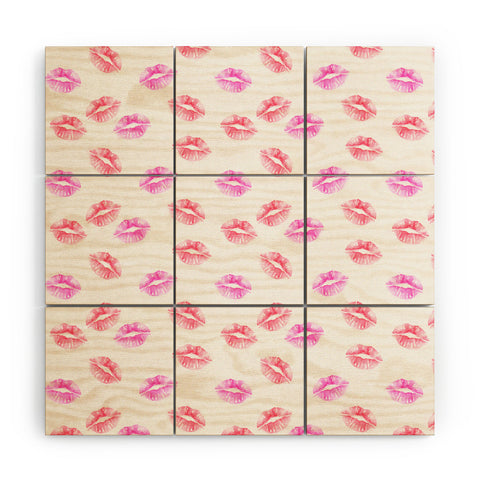Wonder Forest Kiss Kiss Lips Wood Wall Mural