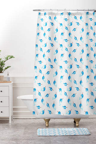 Wonder Forest Nutty Narwhals Shower Curtain And Mat