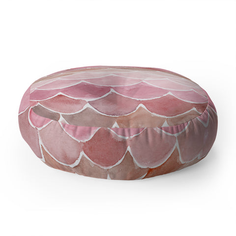Wonder Forest Pink Mermaid Scales Floor Pillow Round