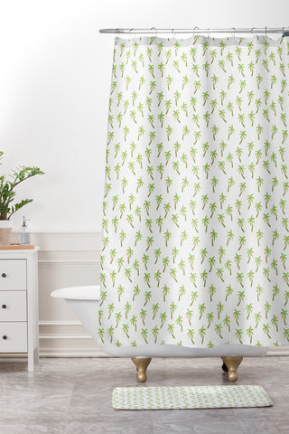 Wonder Forest Pretty Palm Trees Shower Curtain And Mat