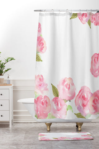 Wonder Forest Raining Roses Shower Curtain And Mat