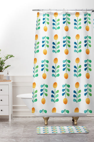 Wonder Forest Retro Blooms Shower Curtain And Mat