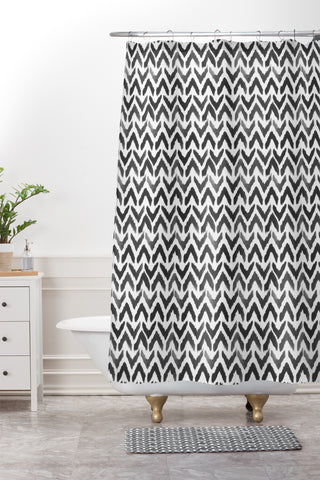 Wonder Forest Sketchy Chevron Shower Curtain And Mat
