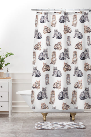 Wonder Forest Smitten Kittens Shower Curtain And Mat