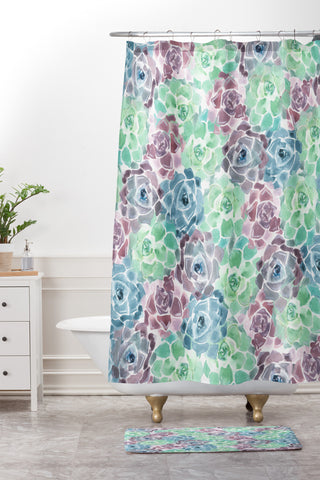 Wonder Forest Sweet Succulents Shower Curtain And Mat