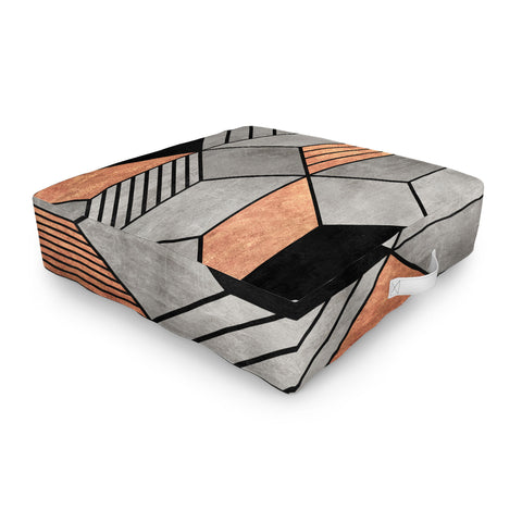 Zoltan Ratko Concrete and Copper Cubes 2 Outdoor Floor Cushion