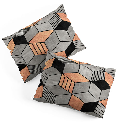 Zoltan Ratko Concrete and Copper Cubes 2 Pillow Shams
