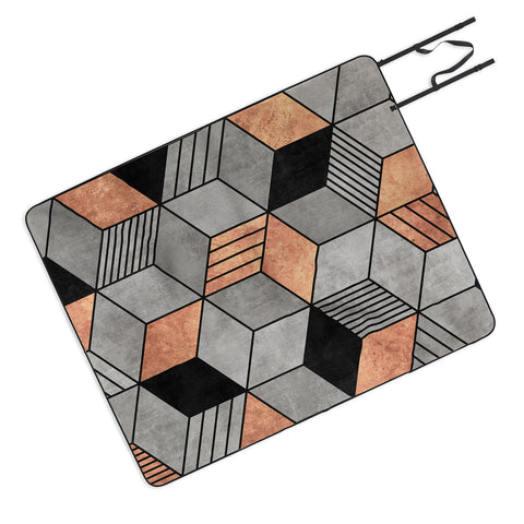 Zoltan Ratko Concrete and Copper Cubes 2 Picnic Blanket