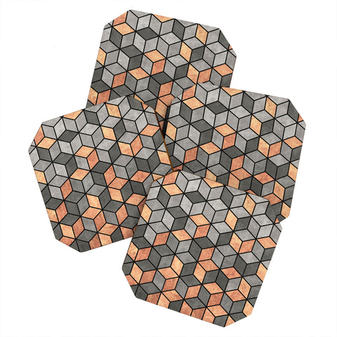 Zoltan Ratko Concrete and Copper Cubes Coaster Set