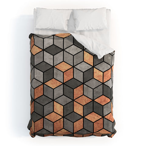 Zoltan Ratko Concrete and Copper Cubes Comforter