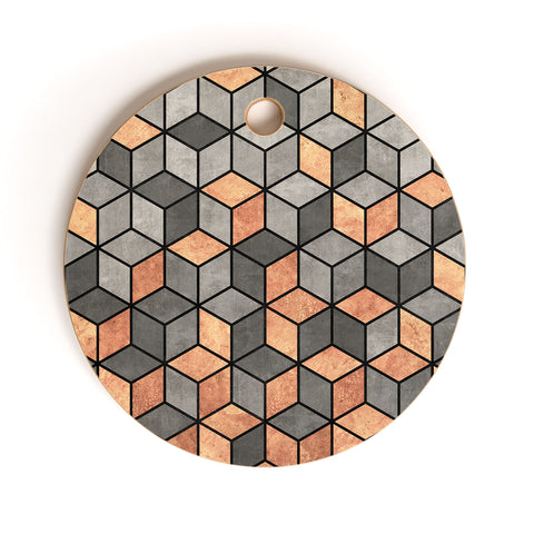 Zoltan Ratko Concrete and Copper Cubes Cutting Board Round