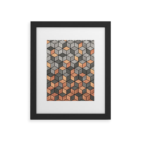Zoltan Ratko Concrete and Copper Cubes Framed Art Print