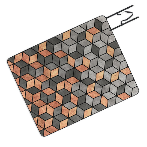 Zoltan Ratko Concrete and Copper Cubes Picnic Blanket