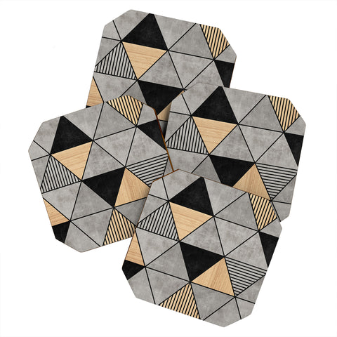 Zoltan Ratko Concrete and Wood Triangles 2 Coaster Set