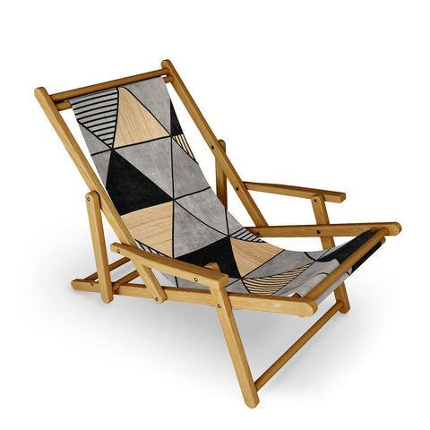 Zoltan Ratko Concrete and Wood Triangles 2 Sling Chair