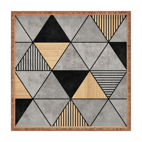 Zoltan Ratko Concrete and Wood Triangles 2 Square Tray