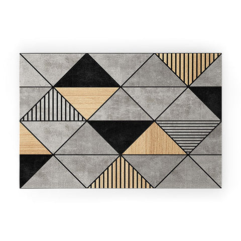 Zoltan Ratko Concrete and Wood Triangles 2 Welcome Mat