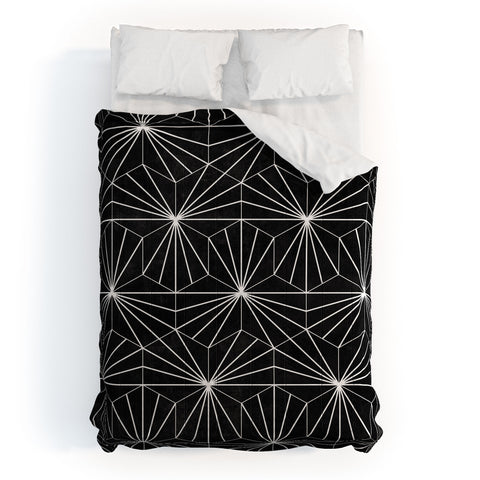 Zoltan Ratko Hexagonal Pattern Black Concrete Comforter