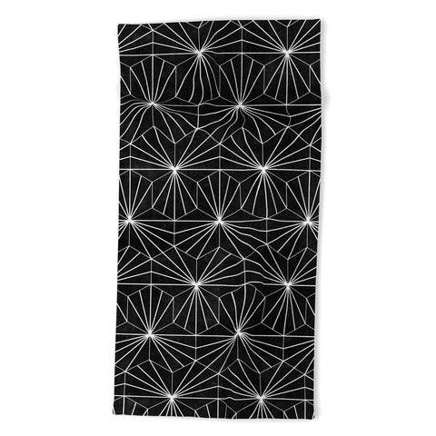 Zoltan Ratko Hexagonal Pattern Black Concrete Beach Towel