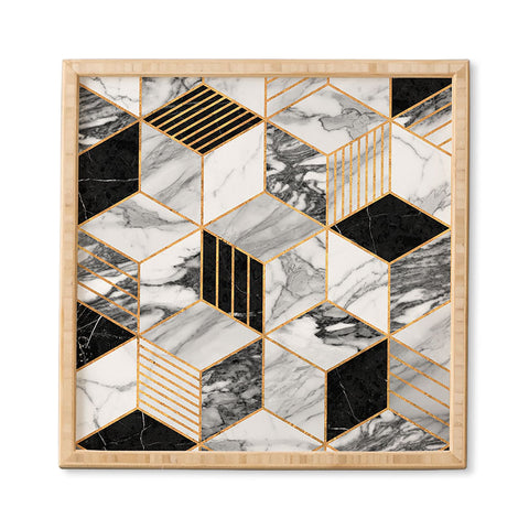 Zoltan Ratko Marble Cubes 2 Black and White Framed Wall Art