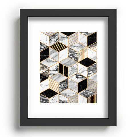 Zoltan Ratko Marble Cubes 2 Black and White Recessed Framing Rectangle