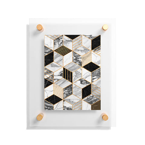 Zoltan Ratko Marble Cubes 2 Black and White Floating Acrylic Print