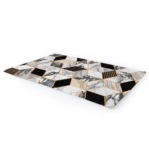 Zoltan Ratko Marble Cubes 2 Black and White Area Rug