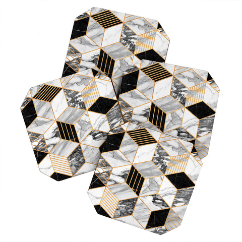 Zoltan Ratko Marble Cubes 2 Black and White Coaster Set