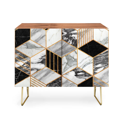 Zoltan Ratko Marble Cubes 2 Black and White Credenza