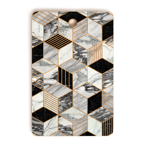 Zoltan Ratko Marble Cubes 2 Black and White Cutting Board Rectangle
