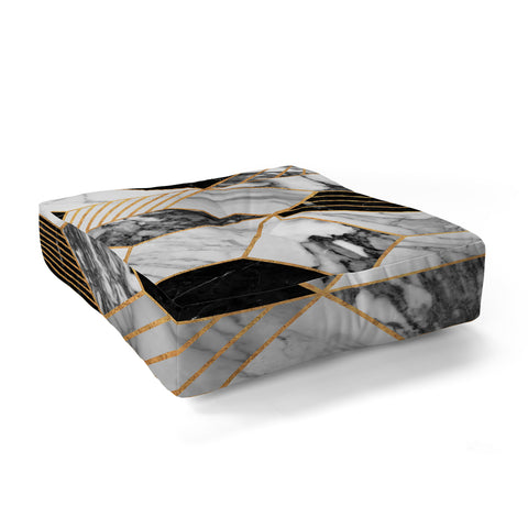 Zoltan Ratko Marble Cubes 2 Black and White Floor Pillow Square