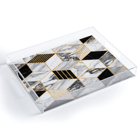 Zoltan Ratko Marble Cubes 2 Black and White Acrylic Tray