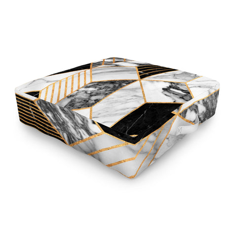 Zoltan Ratko Marble Cubes 2 Black and White Outdoor Floor Cushion