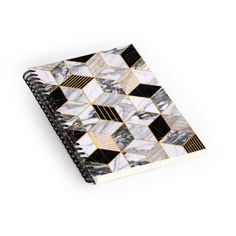 Zoltan Ratko Marble Cubes 2 Black and White Spiral Notebook