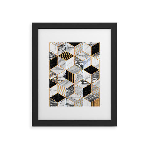 Zoltan Ratko Marble Cubes 2 Black and White Framed Art Print