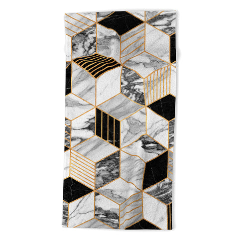 Zoltan Ratko Marble Cubes 2 Black and White Beach Towel
