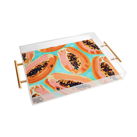 83 Oranges Big Papaya Watercolor Painting Acrylic Tray