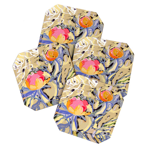 83 Oranges Blooms in The Butter Forest Coaster Set