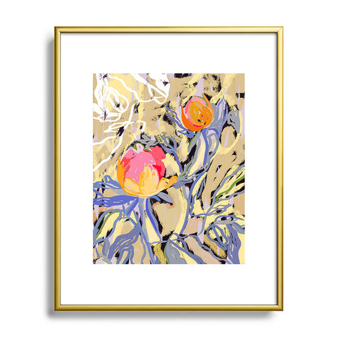83 Oranges Blooms in The Butter Forest Metal Framed Art Print